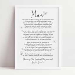 Personalised Mum Daughter Print Gift Poem Unframed Mothers Day Present Home - thumbnail 2