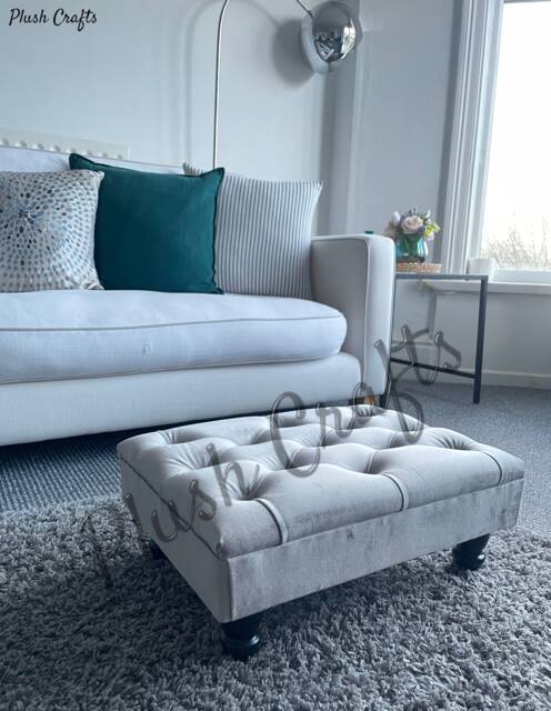 Hand Made Small Footstool/Coffee Table Brands New, Silver - image 1