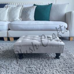 Hand Made Small Footstool/Coffee Table Brands New, Silver - thumbnail 2