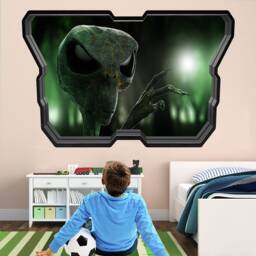 Alien Wall Decal Sticker Mural Print Art Kids Bedroom Home Decor With Spaceship Window Effect Db53 - thumbnail 2