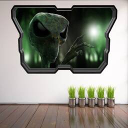 Alien Wall Decal Sticker Mural Print Art Kids Bedroom Home Decor With Spaceship Window Effect Db53 - thumbnail 3