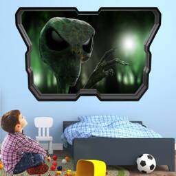 Alien Wall Decal Sticker Mural Print Art Kids Bedroom Home Decor With Spaceship Window Effect Db53 - thumbnail 1