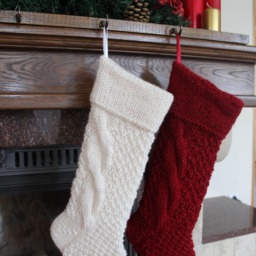 Set Of 2 Hand Knit Christmas Stockings Personalized Wool Decoration - thumbnail 2