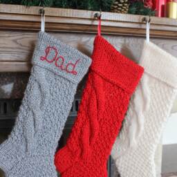 Set Of 2 Hand Knit Christmas Stockings Personalized Wool Decoration - thumbnail 3