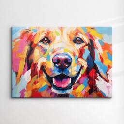 Golden Retriever Fun Animal Dog Pet Lover Abstract Oil Painting Wall Art, Framed Canvas Poster Print, Home Kitchen Office Room Decor, Gifts - thumbnail 3