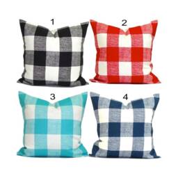 Outdoor Check Pillow Covers, Outdoor Plaid Pillow, Farmhouse Covers For 20x20 16x16 18x18 All Sizes - thumbnail 1