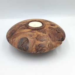 Highly Figured Burr Oak Tealight Holder Handturned From English - 18x7cm - thumbnail 2