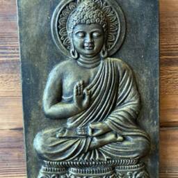 stone Garden Gold Bronzed Buddha Oriental Wall Plaque Hanging Gift Ornament - thumbnail 2