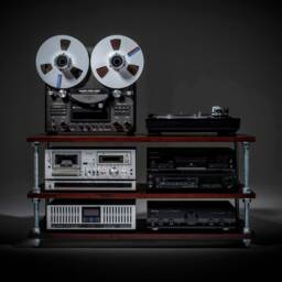 Low Profile Audio Rack With Adjustable Middle Shelf Height, Hifi Rack, Entertainment Center, Media Console, Av Stand - thumbnail 3