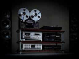 Low Profile Audio Rack With Adjustable Middle Shelf Height, Hifi Rack, Entertainment Center, Media Console, Av Stand - thumbnail 1