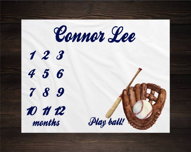 Baseball Milestone Blanket Monthly Growth Tracker Soft Fleece Sports Baby Shower Gift Newborn Watch Me Grow Boy - image 1