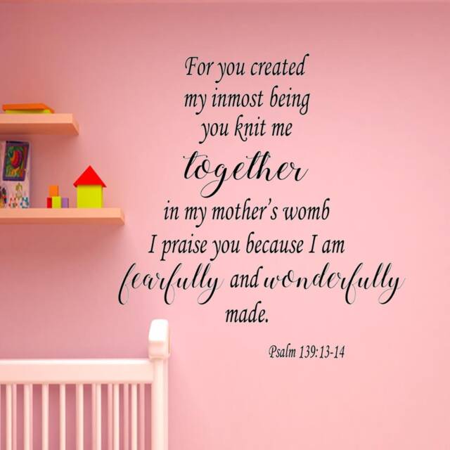 For You Created My Inmost Being Bible Verse Stickers Wall Decals Scriptures Art Psalm 13913-14 Vwaq-6842 - image 1