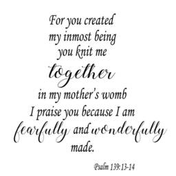 For You Created My Inmost Being Bible Verse Stickers Wall Decals Scriptures Art Psalm 13913-14 Vwaq-6842 - thumbnail 2