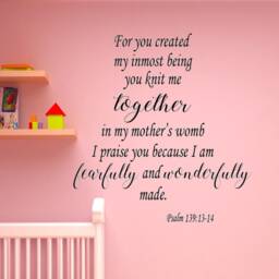 For You Created My Inmost Being Bible Verse Stickers Wall Decals Scriptures Art Psalm 13913-14 Vwaq-6842 - thumbnail 1