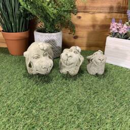 stone Garden Set Of 3 Detailed Smiling Sheep Ornaments - thumbnail 4
