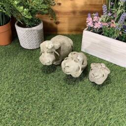 stone Garden Set Of 3 Detailed Smiling Sheep Ornaments - thumbnail 2