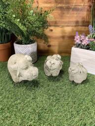 stone Garden Set Of 3 Detailed Smiling Sheep Ornaments - thumbnail 1
