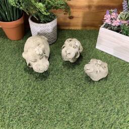 stone Garden Set Of 3 Detailed Smiling Sheep Ornaments - thumbnail 3