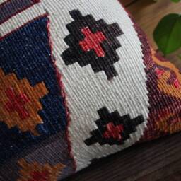 40cm - 16Inch Stunning Kilim Pillow Cover - Antique Slit Weave Nomadic Style Handwoven Rug Cushion Square - thumbnail 3