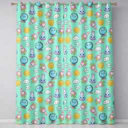Cute Kawaii Space Rocket Globe Sun Star Learning Seamless Pattern Readymade Eyelet Ring Top Thermal 100% Blackout Curtains - thumbnail 2