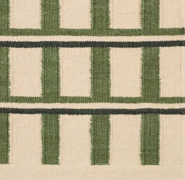 Handwoven Wool Kilim Rug Olive Green Scandinavian Geometric Decor - image 1