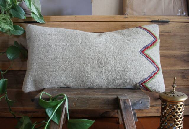 3060cm - 1224In Rectangle Lumbar Vintage Kilim Cushion Cover Handwoven - image 1