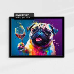 Pug Toasting Drink Glasses Dog Pet Art Abstract Oil Painting Framed Poster Print & Canvas Wall Living Home Decor Interior Gift - thumbnail 2