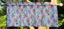 Floral Kitchen Valance - Flowers Pink Roses Farmhouse Country Curtain - thumbnail 1