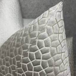 Luxury Cushion Cover, Grey Pillow Platinum - Silver Designer Fabric Origami Prestigious Textiles Scatter Cover For Bed Sofa - thumbnail 3