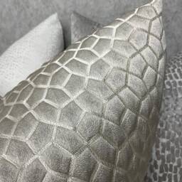 Luxury Cushion Cover, Grey Pillow Platinum - Silver Designer Fabric Origami Prestigious Textiles Scatter Cover For Bed Sofa - thumbnail 2