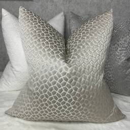 Luxury Cushion Cover, Grey Pillow Platinum - Silver Designer Fabric Origami Prestigious Textiles Scatter Cover For Bed Sofa - thumbnail 1