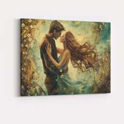 Romantic Spring Couple Floral Impressionist Love Painting Canvas Wall Art Print Decor Picture Ready To Hang - thumbnail 4
