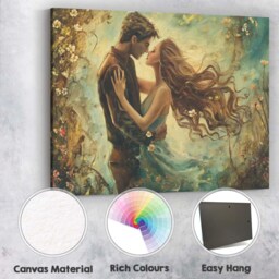 Romantic Spring Couple Floral Impressionist Love Painting Canvas Wall Art Print Decor Picture Ready To Hang - thumbnail 2