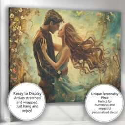 Romantic Spring Couple Floral Impressionist Love Painting Canvas Wall Art Print Decor Picture Ready To Hang - thumbnail 3