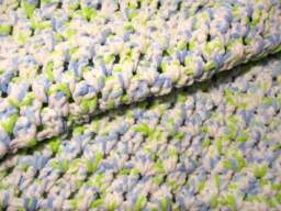 Crochet Baby Blanket Green Blue & White Chenille Blanket, Boy For - thumbnail 1