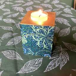 Set Of 3 William Morris Tea Light Holders. Wooden - thumbnail 3