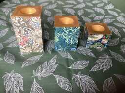 Set Of 3 William Morris Tea Light Holders. Wooden - thumbnail 1