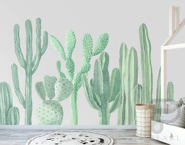 Cactus Wall Mural - Removable Decal Watercolor Wallpaper Large Self Adhesive Vinyl - image 1