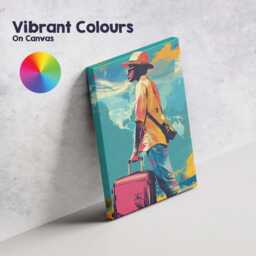 Colourful World Traveller With Suitcase Pop Art Portrait Canvas Wall Print Decor Picture Ready To Hang - thumbnail 4