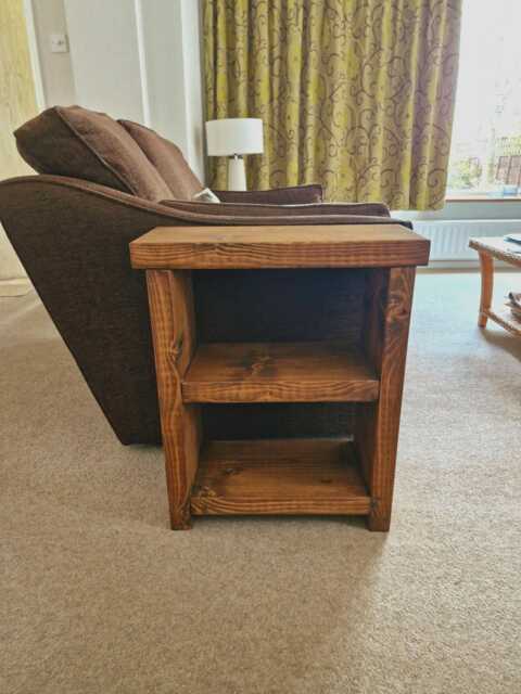 Rustic Farmhouse Style Double Shelf Solid Wood Side Table - Various Sizes & Colours Available - image 1