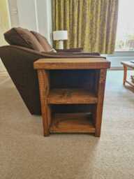Rustic Farmhouse Style Double Shelf Solid Wood Side Table - Various Sizes & Colours Available - thumbnail 1