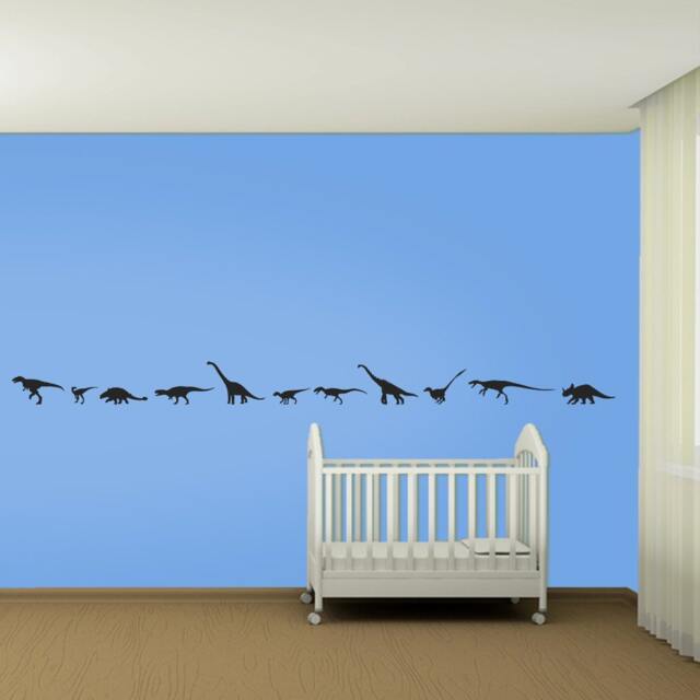 Dinosaur Silhouette Wall Decal - Kids Room Vinyl Art Border - image 1