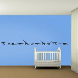 Dinosaur Silhouette Wall Decal - Kids Room Vinyl Art Border - thumbnail 1