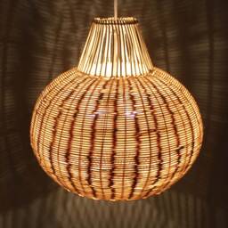 "Pear-Shaped Rattan Pendant Light, Rustic Lighting, Lampshade Width 21.5"" By Height 19.2" - thumbnail 2