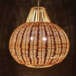 "Pear-Shaped Rattan Pendant Light, Rustic Lighting, Lampshade Width 21.5"" By Height 19.2" - thumbnail 3