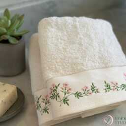 Embroidered Flowers Towel Set, Bathroom Decor - thumbnail 3