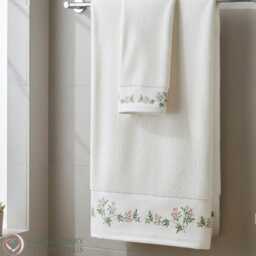 Embroidered Flowers Towel Set, Bathroom Decor - thumbnail 2