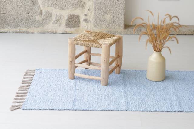 Medium Light Blue Rug, Bathroom Baby Bedroom Kids Hallway Entry Bohemian Decor, Tapis Bleu - image 1