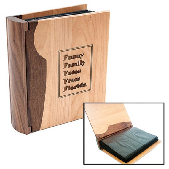 Walnut Photo Album, Holiday Album For Family, Custom Wedding Parents, Personalized Books, Baby - image 1