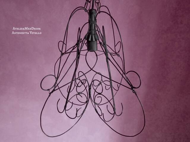 Handmade Wire Chandelier Italian Farmhouse Decor Shabby Chic Ceiling Light - image 1